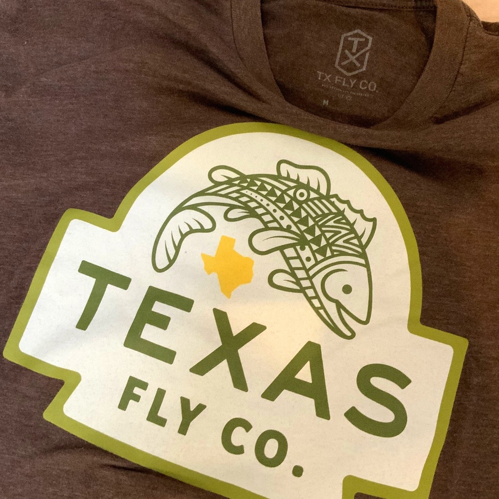 Texas Fly Co. Brown Med Short Sleeve T Fly Fishing Outdoor Adventure Active